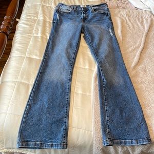 Kensie boot cut flare denim jeans distressed